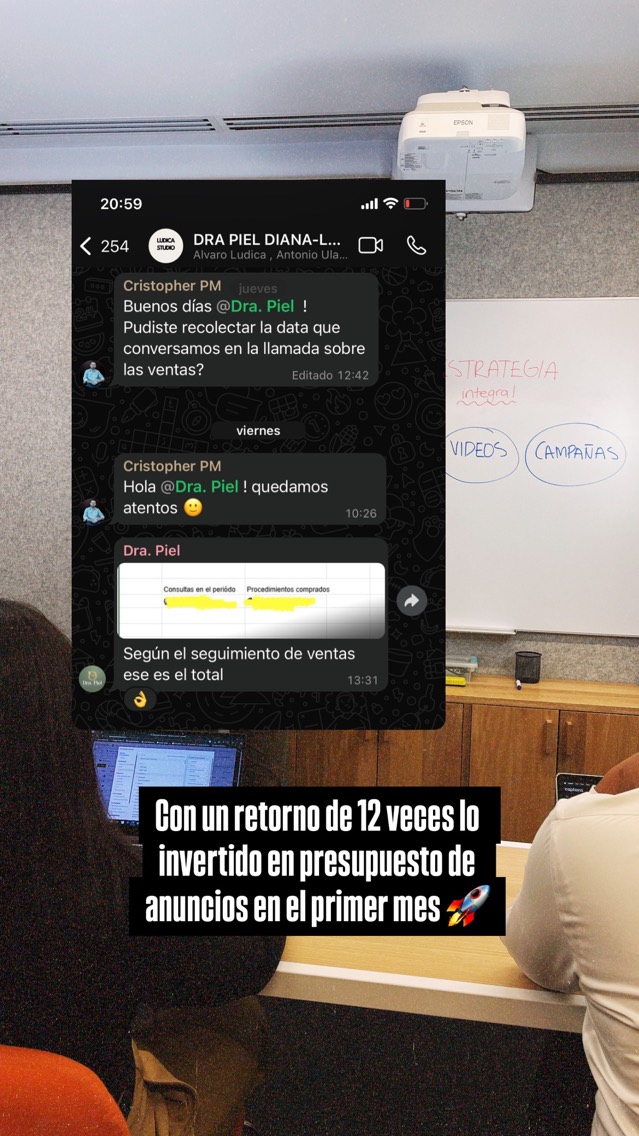 Mensaje de una clienta sobre sus resultados