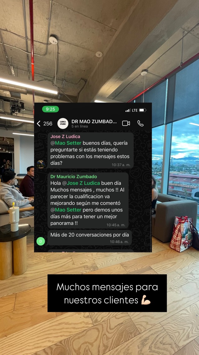 Mensaje de un cliente sobre sus resultados